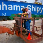 Student and instructor on aerial lift