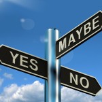 Yes No Maybe Signpost Showing Voting Decision Or Evaluation